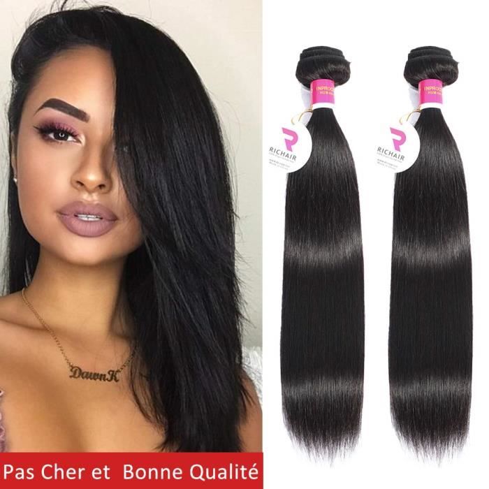 Tissage Bresilien En Lot 2 Bundles Lisse 18 Pouces Meches Bresiliennes 50g-paquet Cheveux Naturel Humain Vierges Straight Extensi