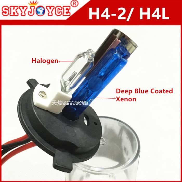6000k 35W -Double halogène hid xenon revêtement bleu foncé, 2 pièces, H4 35W 55W, remplacement Xenon H4L, film à revêtement bleu fon