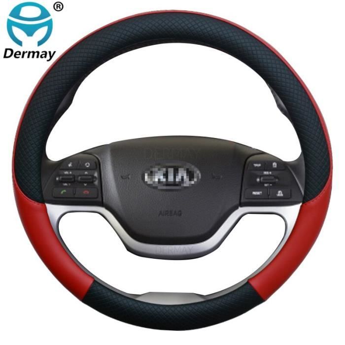 Housse de volant de voiture en cuir, accessoire intérieur de haute qualité pour Kia Picanto, modèle 100% DERM Y83033035