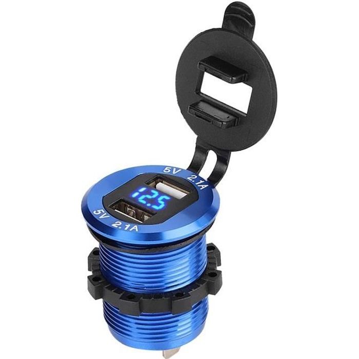 Atyhao prise allume-cigare moto 12-24V adaptateur secteur allume-cigare double chargeur USB avec voltmètre LED pour moto