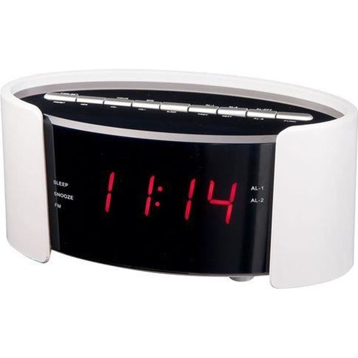 CLIPSONIC AR306B Radio-réveil FM PLL - Blanc