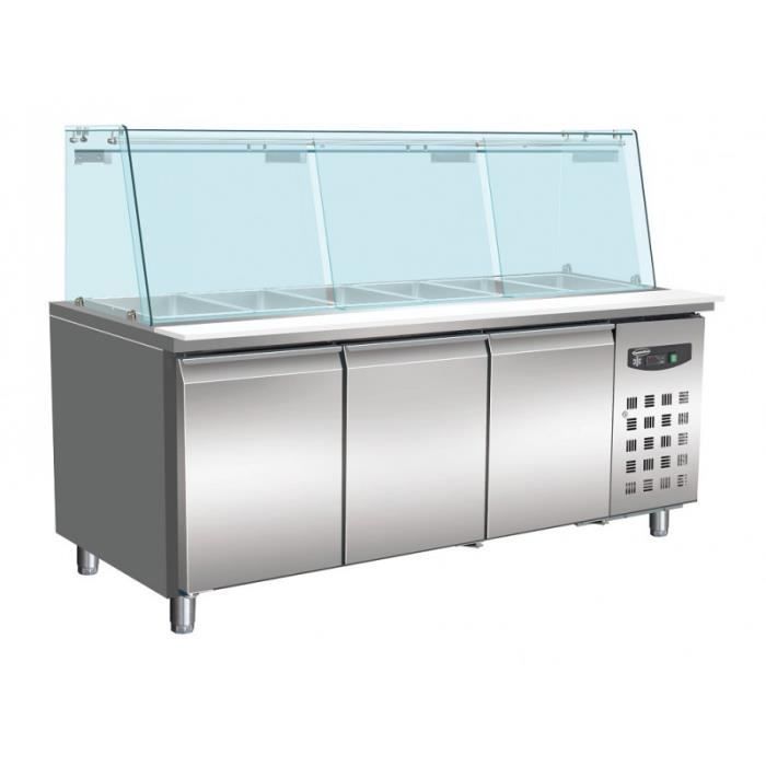 Saladette Réfrigérée avec 3 Portes et Vitrine 5 Bacs GN 1/1 - Combisteel