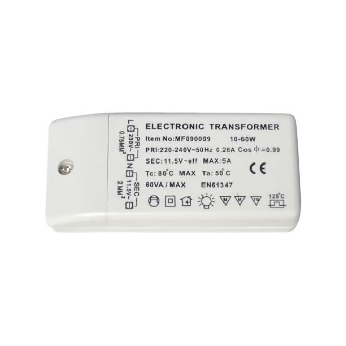 Transformateur electronique 12V 10 à 60W CE RoH…