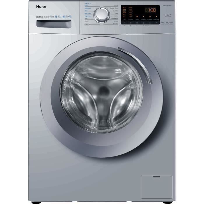 Lave-linge hublot HAIER HW07-CPW14639S - 7 kg - Classe A+++ - 1400 tours/min - Silver