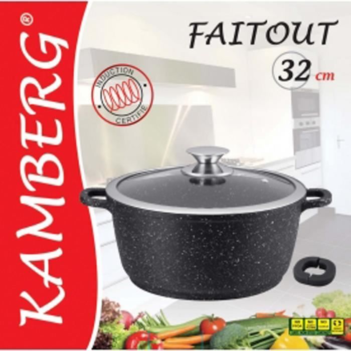 Faitout 32 cm kamberg, façon pierre, tous feux dont induction.
