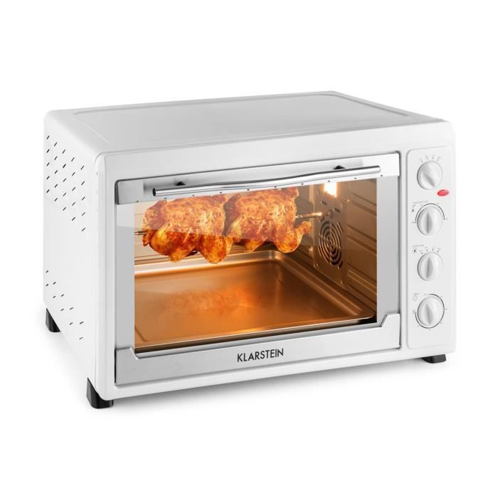 Klarstein Masterchef 60 - Mini four de 60L avec nombreux accessoires (2500W, grill, broche) - blanc