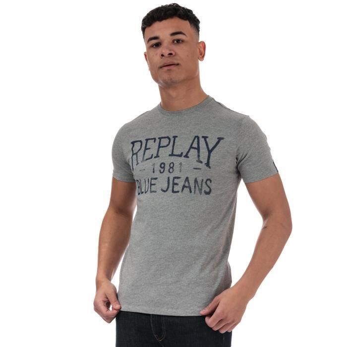 Replay T-Shirt Vintage Jeans Logo Grey Homme