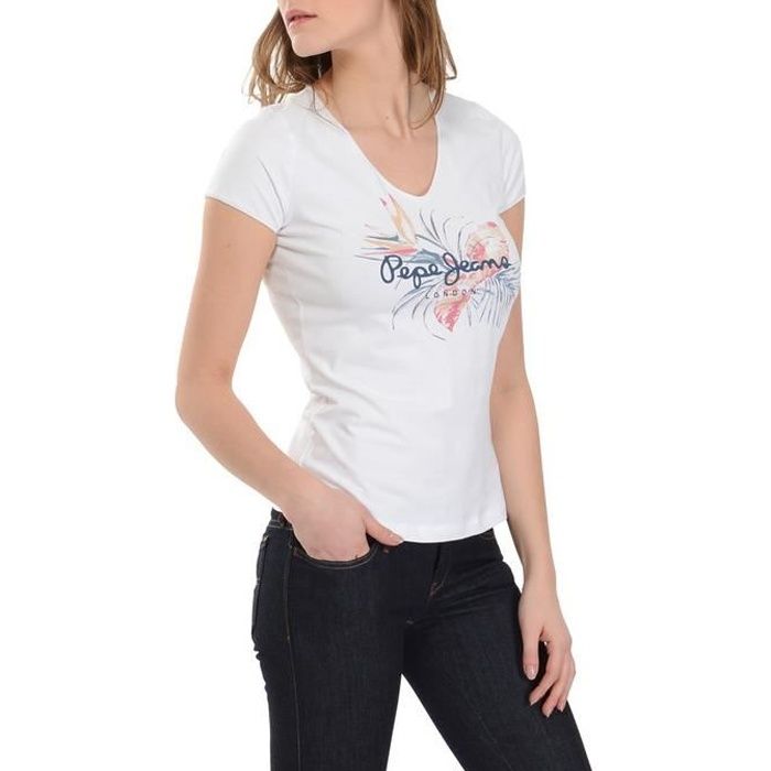 TEE SHIRT PEPE JEANS FEMME BLANC