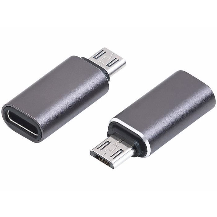 2 adaptateurs USB-C femelle vers Micro-USB mâle
