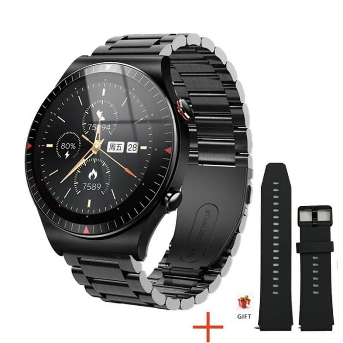 RUMOCOVO® Montre connectée 4G pour hommes, musique, appels, Bluetooth, casque TWS, enregistrement tactile,2324 - Acier Noir