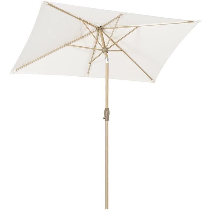 Sekey Parasol rectangulaire en aluminium 210 × 140 cm, Crème