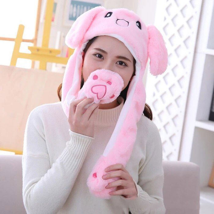 Bonnet Lapin LED Avec Oreilles Mobiles – Peluche Douce – 3 Modes Lumineux – Pour Cosplay, Fêtes, Noël