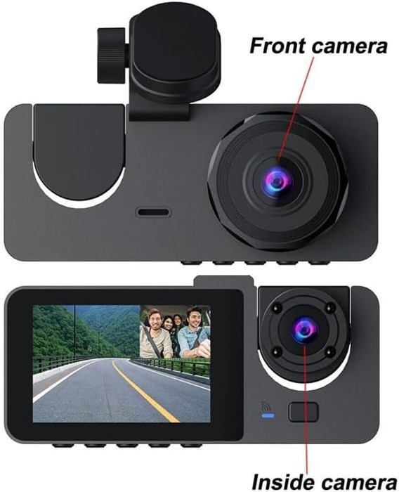 Dashcam 360° 4 Caméras - 2K Avant, Wi-Fi 5GHz, écran Tactile 3", Vision Nocturne