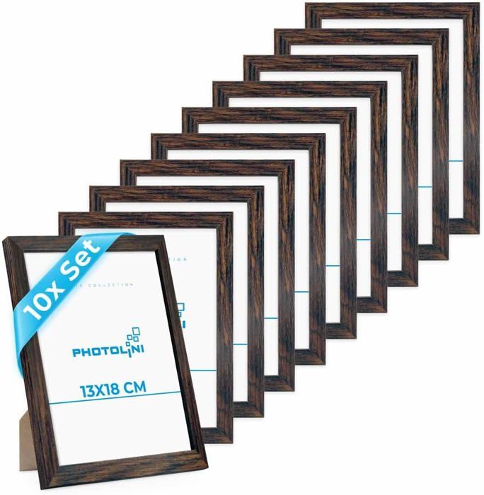 Cadre Photo « Dix » 21 X 30 Cm En Bois Moderne Avec Verre Acrylique Incassable Marron [373