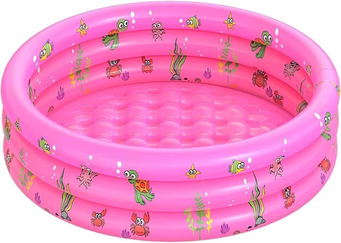 Piscine Gonflable Enfant 100x40 Cm - Pataugeoire Ronde Avec Fond à Bulles - PVC Résistant - Pour Intérieur Et Extérieur