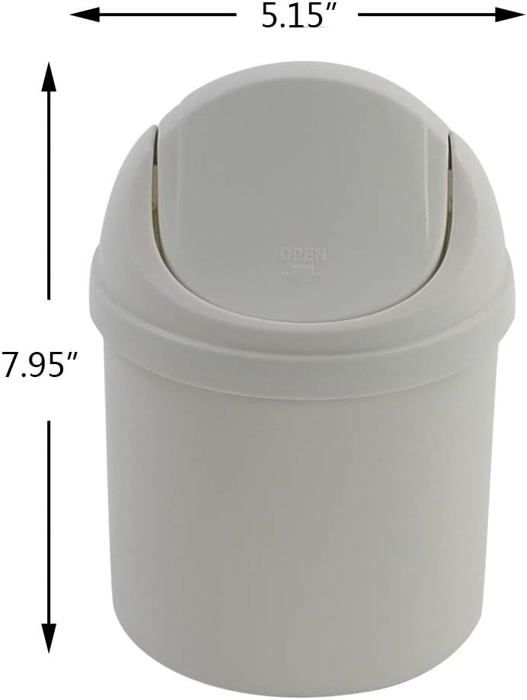 Mini Poubelle De Table Avec Couvercle - Petit Format, Plastique, Pour Bureau, Coiffeuse, Chambre (Blanc) - 7