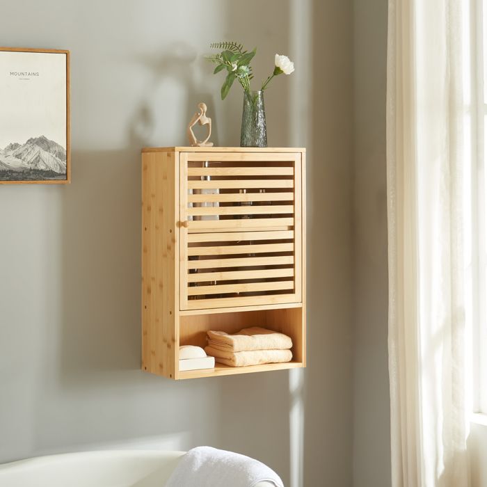 Armoire murale de salle de bain Gjesdal bambou 60 x 40 x 20 cm naturel