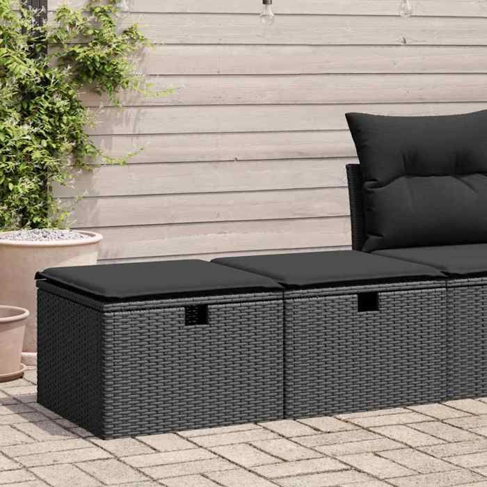 vidaXL Salon de jardin avec coussins 2 pcs noir résine tressée acacia 3328668