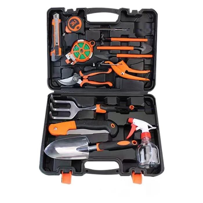 Lot de 14 outils de jardinage en acier inoxydable avec poignée antidérapante kit de jardinage pour la culture de légumes