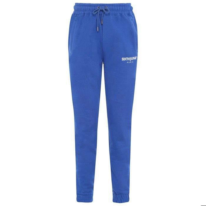 Jogging molletonné avec logo brodé Sixth June bleu foncé