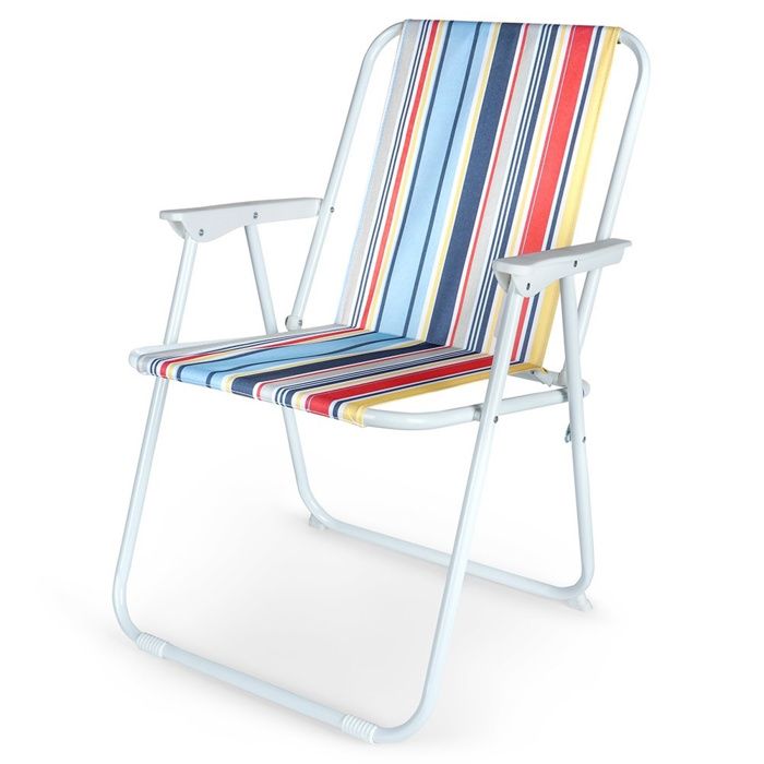 Chaise Pliable De Camping & Jardin Oxfort – Tissu Résistant, Cadre Acier Robuste – Idéale Pêche, Plage, Festival (Bleu Multicolore)