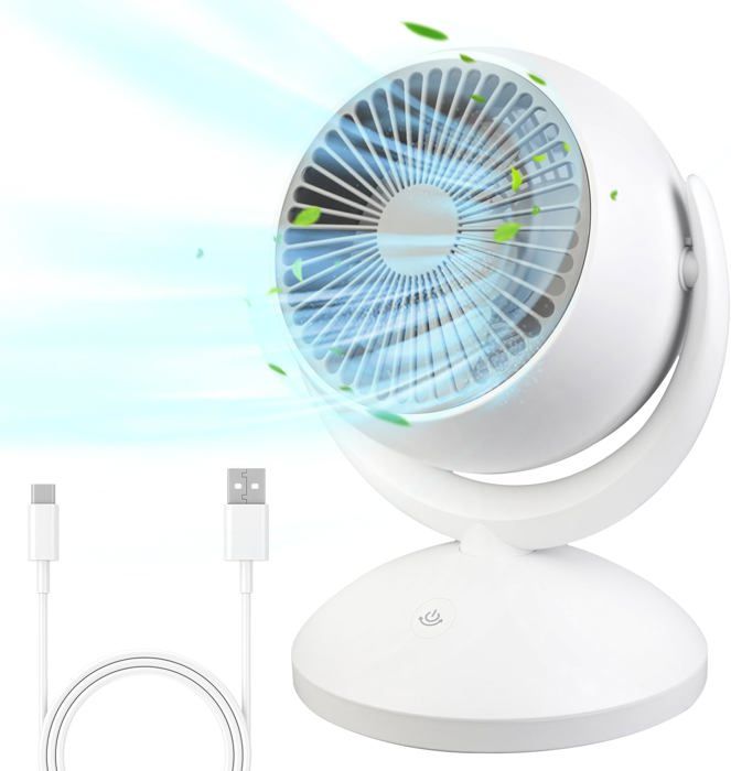 Ventilateur de Table - LAMPESECOENERGIE - Silencieux - 4 Vitesses - Inclinaison Réglable 120° - 15 m² - Lampesecoenergie