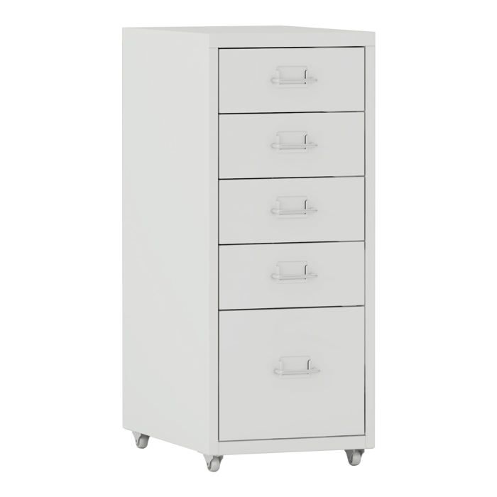 Caisson de bureau - HELLOSHOP26 - 5 tiroirs - Blanc - Métal - À roulettes Caisson de bureau - HELLOSHOP26 - 5 tiroirs - Blanc - Métal - À roulettes