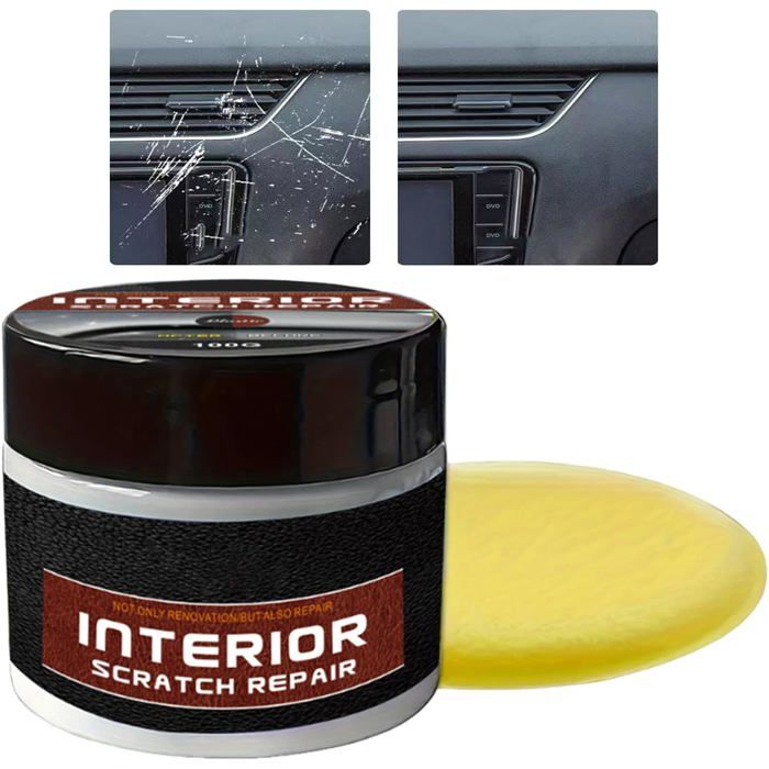 Kit Réparateur De Rayures Pour Intérieur Auto - Restaurateur Tableau De Bord - Efface Rayures Et Petits Défauts - 100g Avec Éponge - 6