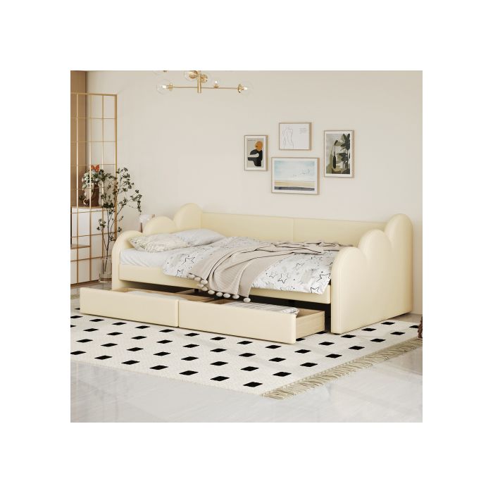 Lit Rembourré 140200, Canapé-lit Extensible, Lit Multifonctionnel Avec Sommier à Lattes, Lits De Jeunes Lits Denfants Lits Dhotes Tissu Velours Beige 86242639