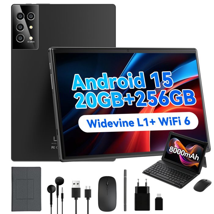 Tablette Android 15 10 Pouces 5G - 20 Go RAM, 128 Go ROM, 6000 MAh, Widevine L1, Avec Clavier Et Souris (violet)