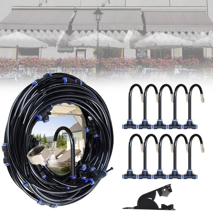 Lyrlody Kit Brumisation 10 M – Système Rafraîchissant Extérieur Pour Terrasse, Jardin, Serre & Balcon