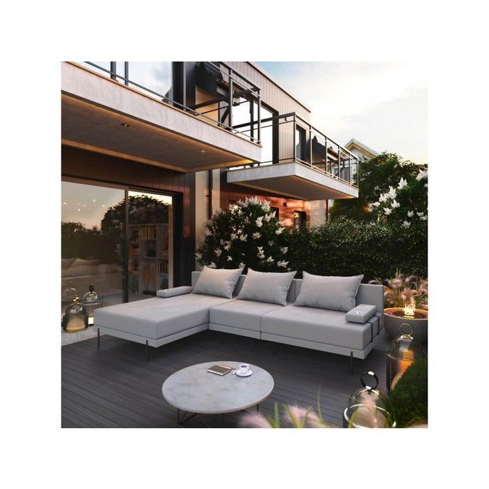 Salon dangle de jardin en bois BAHAMA S 297 x 175 cm – côté gauche - gris