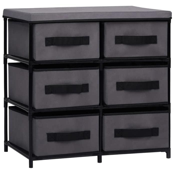 CLARENCE® Grande Armoire Haute de Rangement à 6 tiroirs 55x29x55 cm Gris Acier LL013