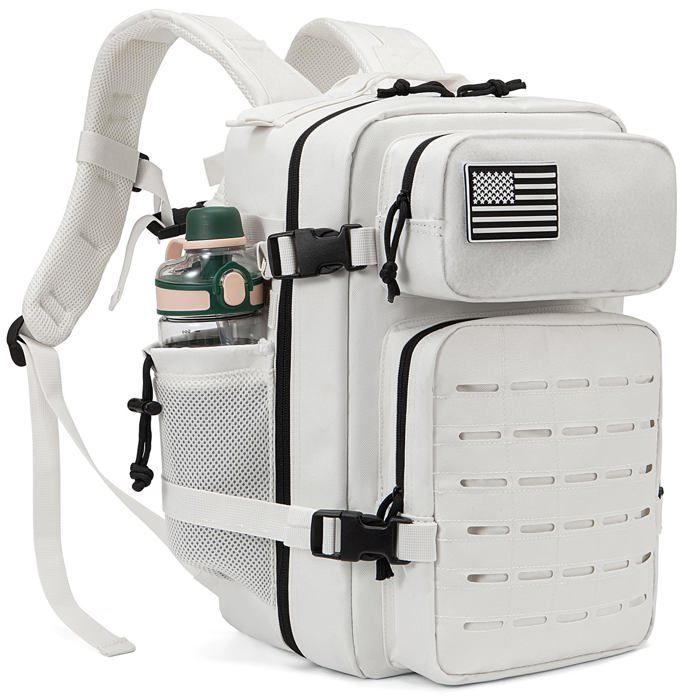 Sac à dos Tactique Militaire - Maavoki - 25L - Polyvalent Imperméable MOLLE - Blanc