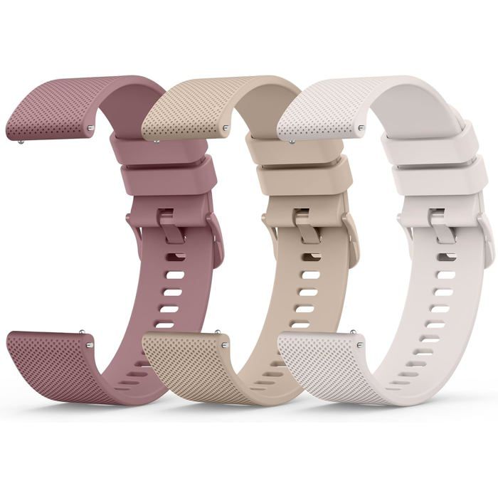 Lot 3 Bracelets Silicone 20Mm/22Mm Universels Souples À Dégagement Rapide Pour Montre Connectée Homme Femme
