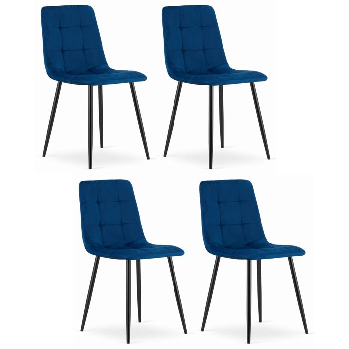 Chaise Komodee CETARA - 4 Pieces - BLEU - Tapisser en velours 51 x 45 x 87 cm Chaise Komodee CETARA - 4 Pieces - BLEU - Tapisser en velours 51 x 45 x 87 cm