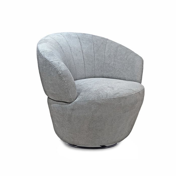 Fauteuil rond pivotant 360° tissu chenille doux gris – COROLLA Meubletmoi Fauteuil rond pivotant 360° tissu chenille doux gris – COROLLA Meubletmoi