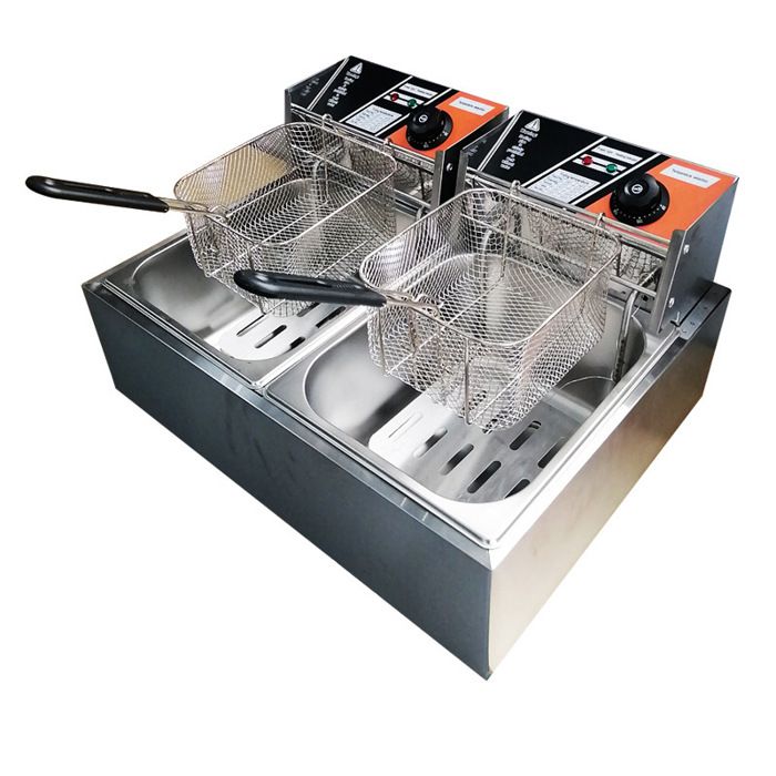 Friteuse Électrique, Double Cylindre Double Panier En Acier Inoxydable