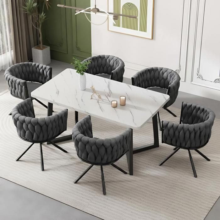 Chaise - SOGEU - Velours gris - Assise rembourrée - Pivotante 360° - Structure métal 4 pieds