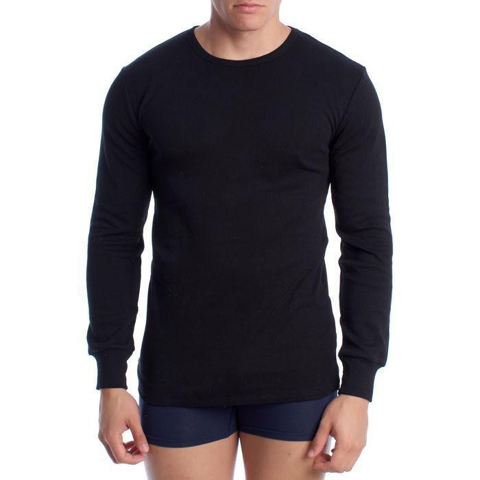 T-shirt thermique en coton à manches longues pour homme A0258-Le noir T-shirt thermique en coton à manches longues pour homme A0258-Le noir