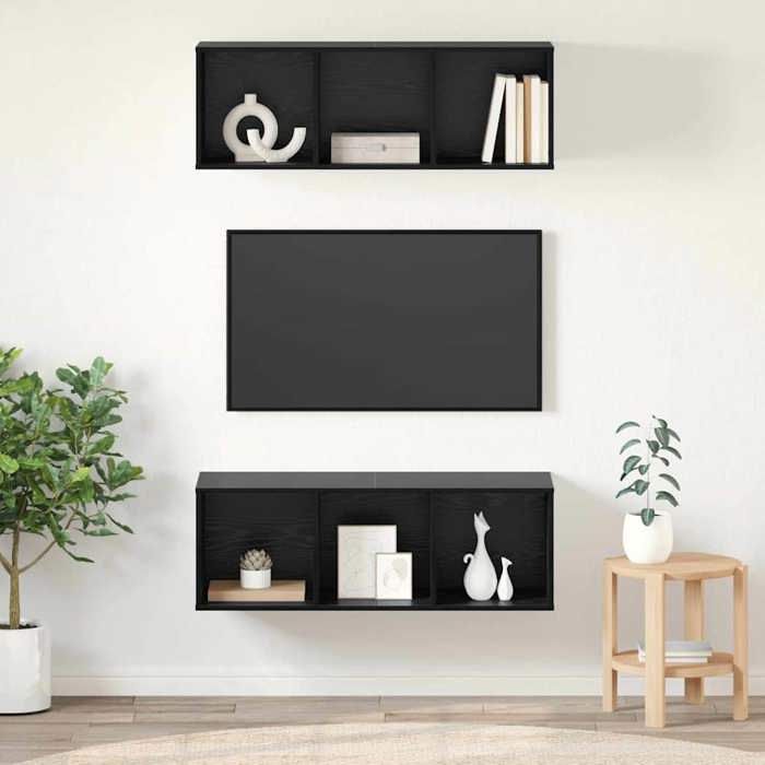 Meuble TV mural - vidaXL - Chêne noir - 37 x 37 x 107 cm