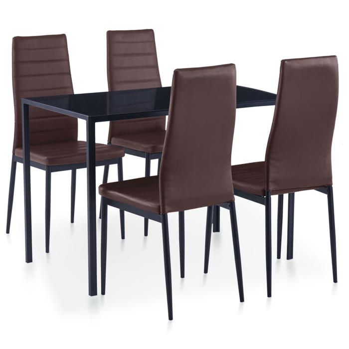 BEWI®Ensemble de salle à manger - Table de cuisine et chaises - Pour restaurant/famille - 5 pcs Marron - Hauteur:74cm &Promo788228
