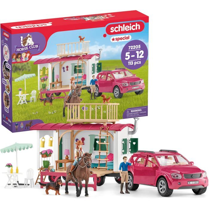 Coffret de jeu - SCHLEICH - 72205 - 113 pièces - Caravane & SUV avec figurines - Dès 5 ans