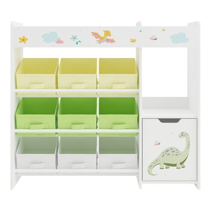 Étagère design intemporel salon chambre meuble de rangement enfant à motif dinos80 x 90 x
