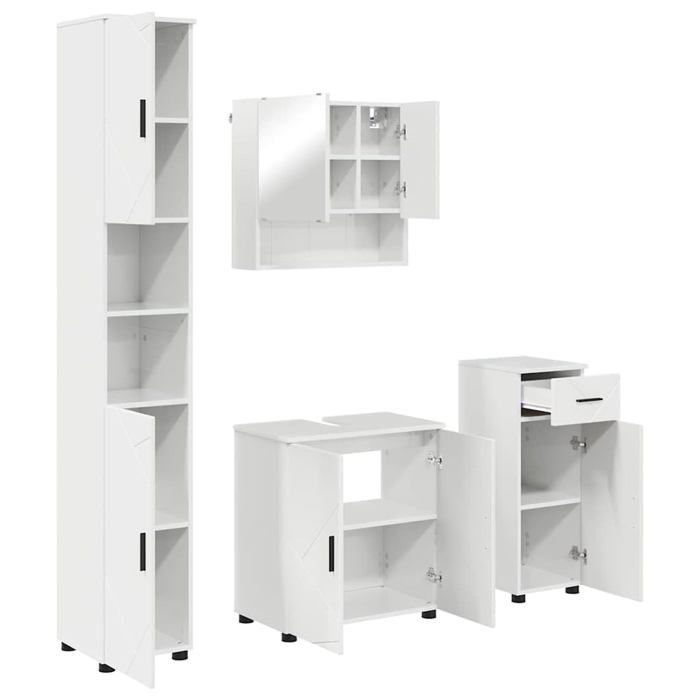 Ensemble de mobilier de salle de bain - vidaXL - Blanc brillant - Bois dingénierie - 61x35x64 cm - 1 tiroir - 7 portes