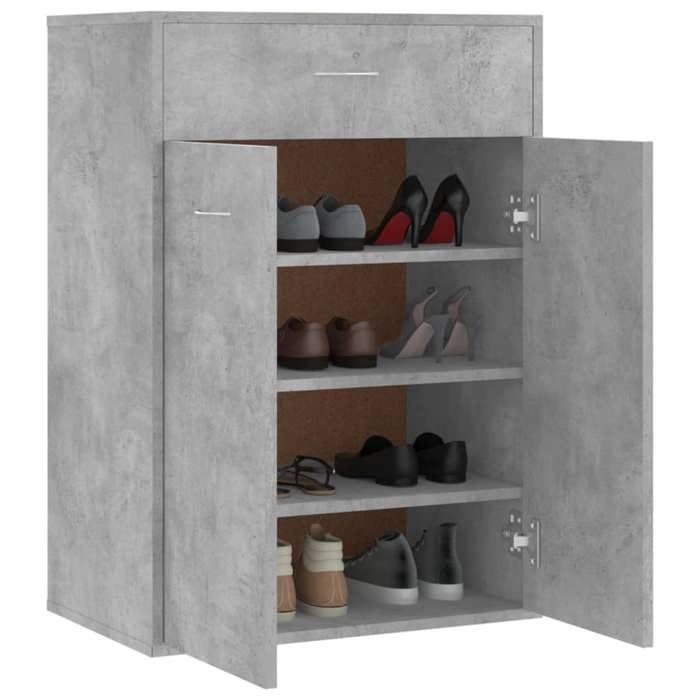 Meuble Entrée Gris - LEMON® Armoire à chaussures - Bonne ventilation - gris béton - 60x35x84cm - Bois dingénierie 850 - Soldes