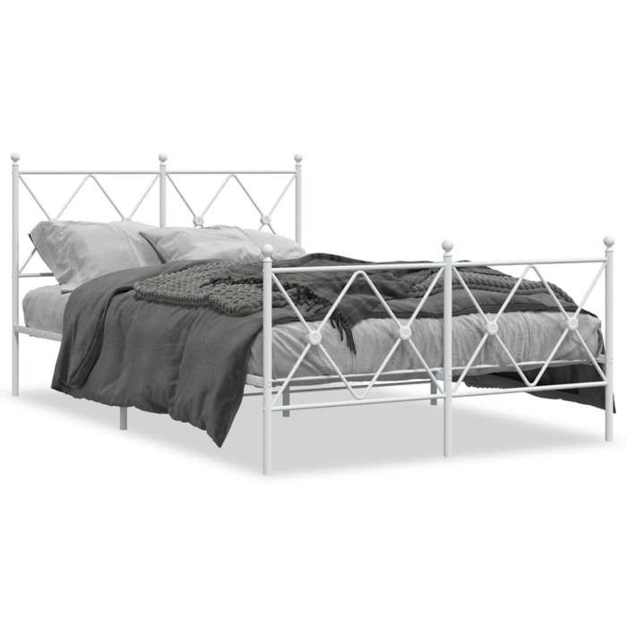 Promotion FévrMeuble de chambre - design contemporain - Structure de lit - 2 places - métal sans matelas et pied de lit blanc 120x