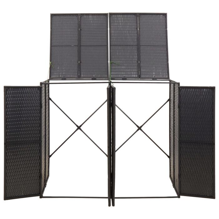 EN SOLDE*Cache et abri jardin - MONNA - Abri pour poubelle - double Noir 140x80x117 cm Résine tressée@506661