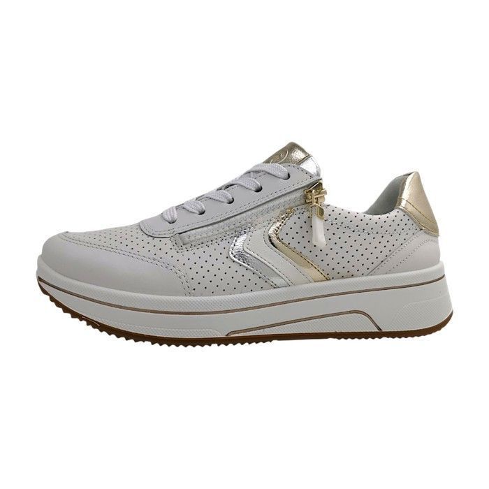 Femmes Ara chaussure à lacets sportive  Textile Lacets Plat - blanc/argent/platine