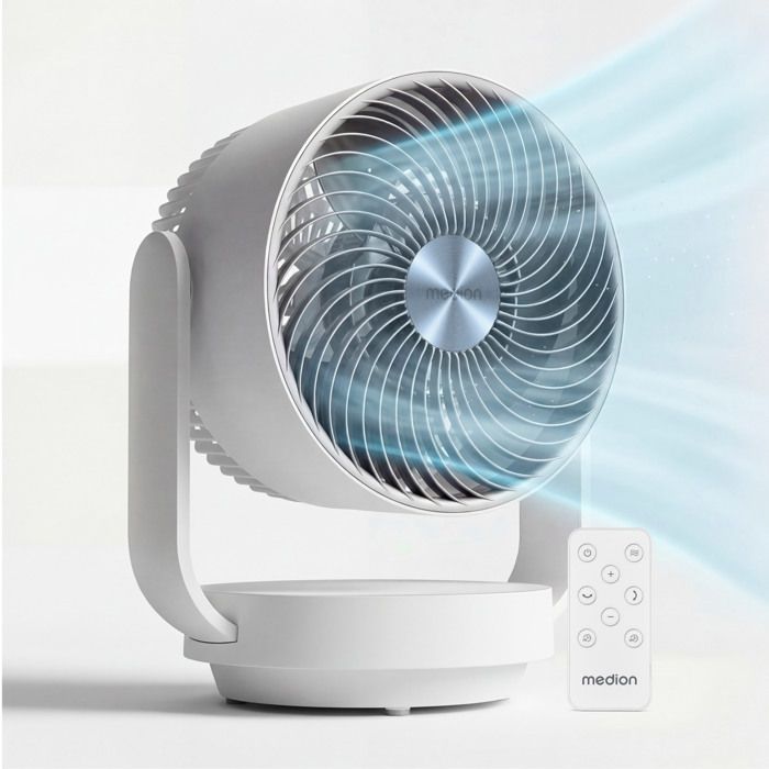 MEDION Ventilateur de table avec télécommande P20 DF 7 vitesses oscillation horizontale et verticale minuterie mode nuit venti…